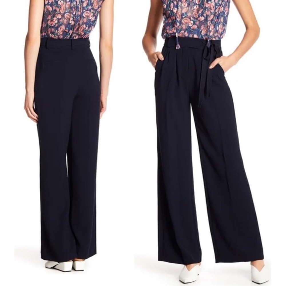 Rebecca Taylor Blue Wide Leg Jumpsuit with Tie Waist